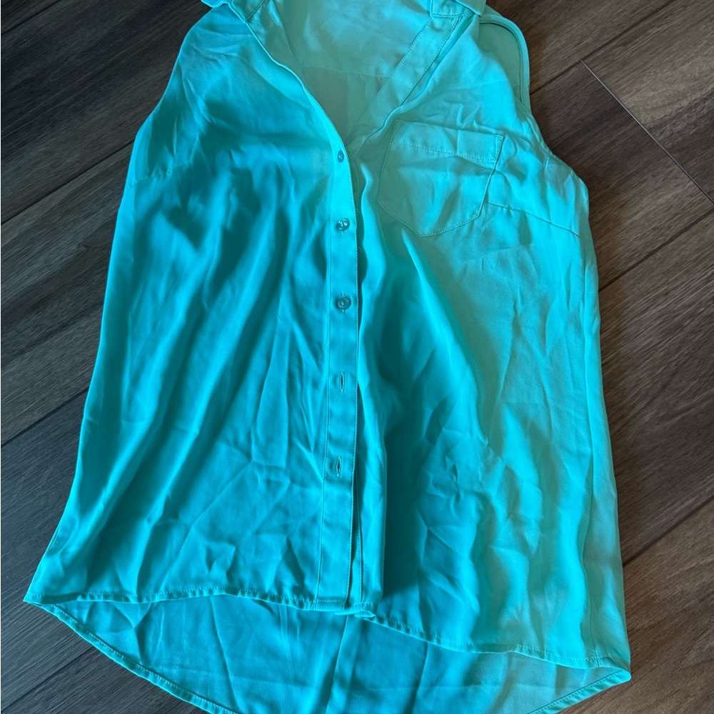 The Limited Blue Button Down Tank Top
